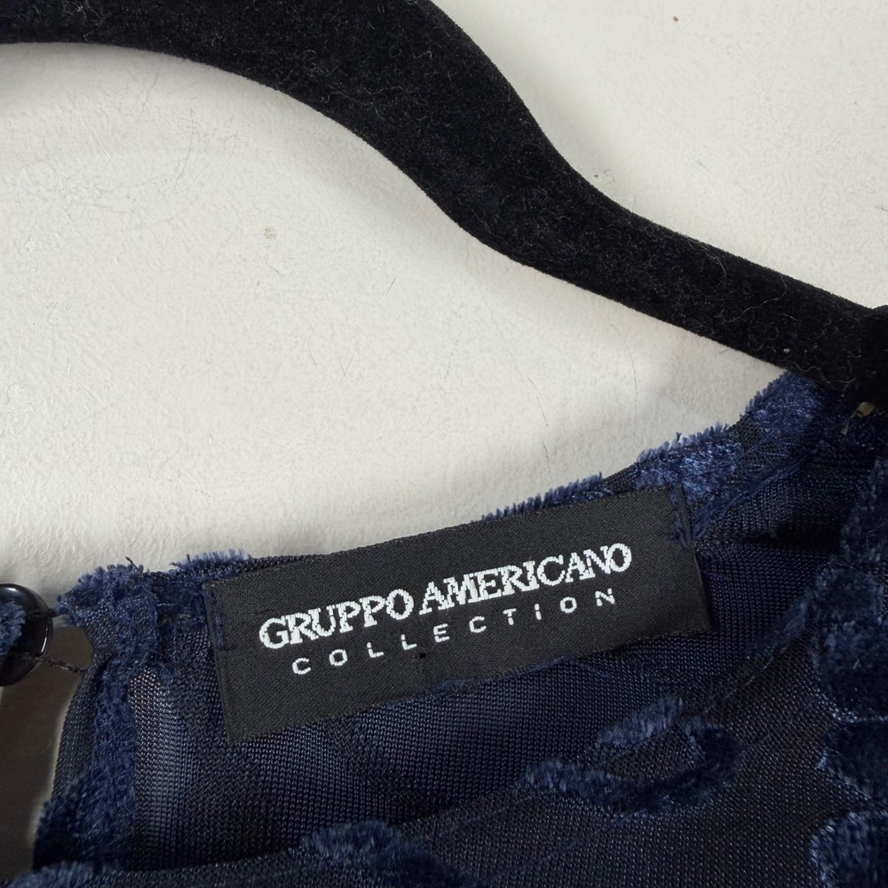 Gruppo‎ Americano Collection Navy Blue Burnout Velvet Floral Long Sleeve Top XL - Picture 2 of 13